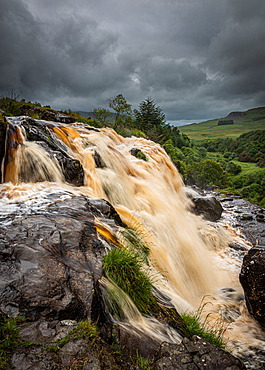 The Loup of Fintry waterfall on the River Endrick, located approximately two miles from Fintry village, near Stirling, Scotland, United Kingdom, Europe