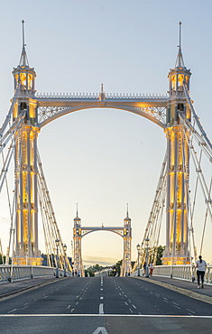 Illuminated Albert Bridge, London, England, United Kingdom, Europe