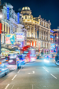 Shaftesbury Avenue also known as Theatreland, at night, London, England, United Kingdom, Europe