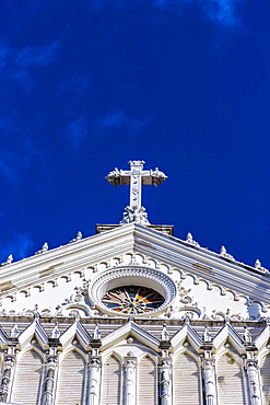 A view of the cross on the Cathedral of Santa Ana, Santa Ana, El Salvador, Central America