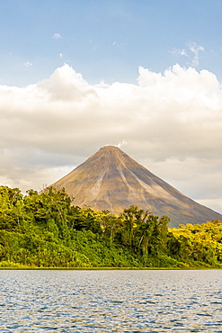 Lake Arenal and Volcano Arenal, in Arenal National Park, Alajuela Province, San Carlos, Costa Rica, Central America