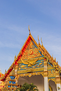 The colourful roof on Mongkol Nimit temple (Wat) in Phuket old town, Phuket, Thailand, Southeast Asia, Asia