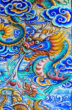 Ceramic mural in Hock Teik Cheng Sin temple in George Town, UNESCO World Site, Penang Island, Malaysia, Southeast Asia, Asia