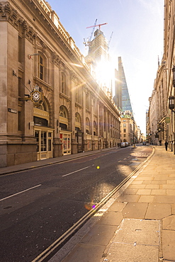 City of London, Cornhill, Liverpool Street, financial district of the City of London with The Shard in the background, London, England, United Kingdom, Europe