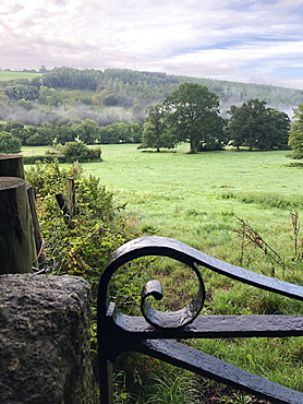 View over farm fields, Oakhampton, Devon, England, United Kingdom, Europe