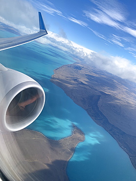 Flying over Lake Argentina in El Calafate, Patagonia, Argentina, South America