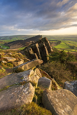 The view of Hen Cloud, Peak District National Park, Staffordshire, England, United Kingdom, Europe