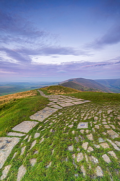 Rushup Edge view from Mam Tor summit, Hope Valley, Edale, Peak District, Derbyshire, England, United Kingdom, Europe