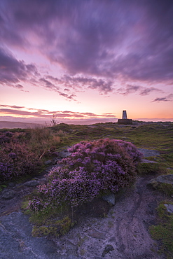 Sunrise at Cloudside trig point, Congleton, Cheshire, England, United Kingdom, Europe