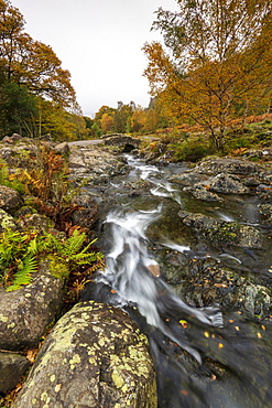 Ashness Bridge in autumn, Lake District National Park, UNESCO World Heritage Site, Cumbria, England, United Kingdom, Europe