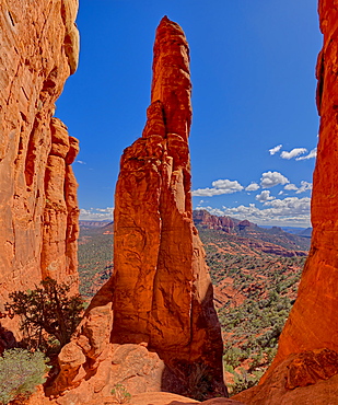 View from the centre spire of Cathedral Rock in Sedona, Arizona, United States of America, North America