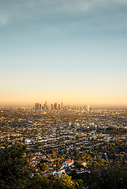 The Los Angeles City skyline taken from the Griffith Observatory, Los Angeles, California, United States of America, North America