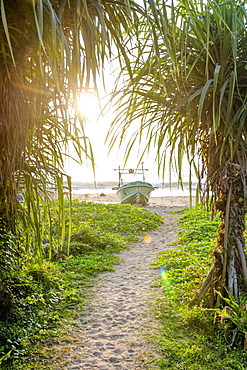 Boat on Talalla Beach, Sri Lanka, Asia