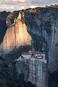 Sunrise on Roussanou (St. Barbara) Monastery, Meteora, UNESCO World Heritage Site, Thessaly, Greece, Europe