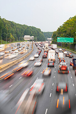 Rush hour traffic on the Washington DC Capitol Beltway near Bethesda, Maryland, United States of America, North America