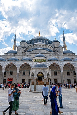 Blue mosque with beautiful minaret tower and dome in Istanbul, Turkey