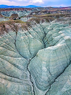 Davutoglu colorful mountains drone aerial view at sunset in Turkey