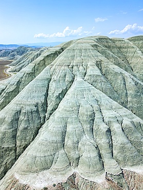 Davutoglu grey mountains drone aerial view on a dry landscape in Turkey