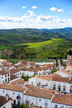 Traditional white houses of Zahara de la Sierra in Pueblos Blancos region, Andalusia, Spain, Europe