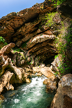 Cueva del Gato cave with a waterfall in Andalusia, Spain, Europe