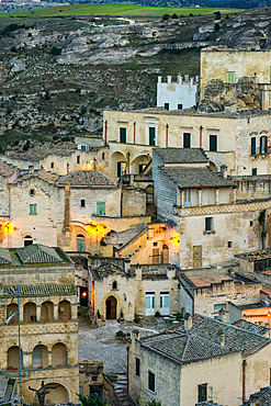 Matera ancient city traditional stone houses in detail, in Italy