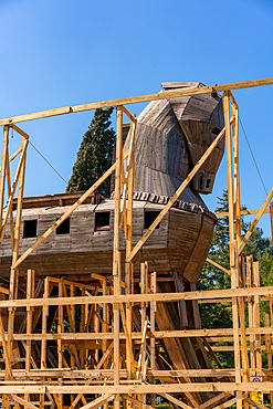 Wooden Trojan horse model of Troy ancient city musem in Hisarlik, Turkey