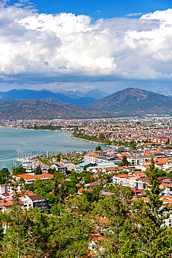 Fethiye city view on a sunny day in Turkey