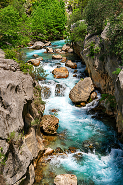 Yazili canyon waterfall between the rocks in Turkey