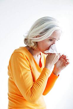 Elderly person with rhinitis