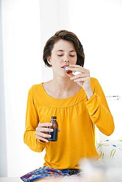 Coughing treatment woman