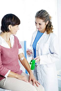 Blood specimen in a woman