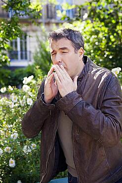 Man sneezing.