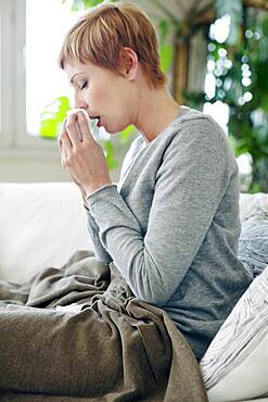 Woman  with rhinitis