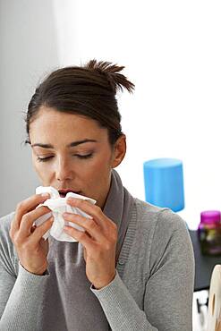 Woman  with rhinitis