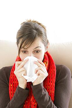 Woman  with rhinitis