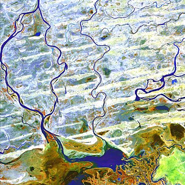 Saharan desert rivers, satellite image