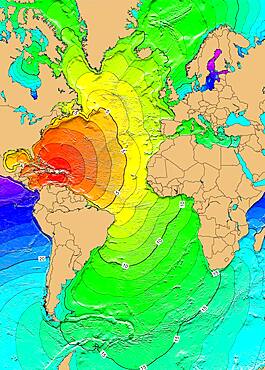 Tsunami Map, Puerto Rico Earthquake, 1918