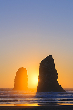 The Needles at Haystack Rock in Cannon Beach on the northern Oregon Coast.