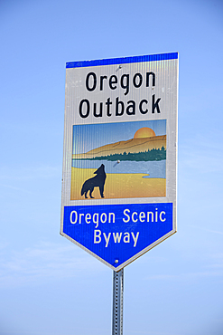 Oregon Outback National Scenic Byway sign, southeastern Oregon.