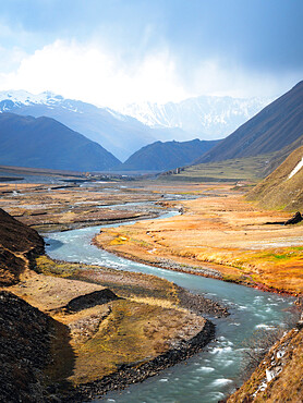 River going through Truso Valley, Kazbegi, Georgia (Sakartvelo), Central Asia, Asia