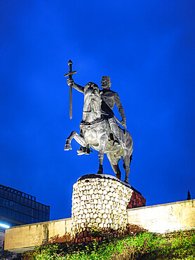 View of Telavi's Statue at blue hour, Kakheti, Georgia (Sakartvelo), Central Asia, Asia