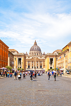 View from Via della Conciliazione to Saint Peter's Basilica, Vatican City, Rome, Italy