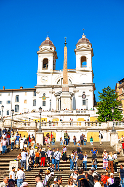 The Spanish Steps leading to the Trinita dei Monti church, as seen from Piazza di Spagna, Rome, Italy