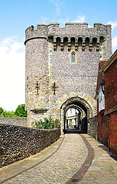 Barbican gatehouse at Lewes Castle, East Sussex, England