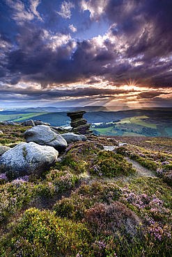 The Salt Cellar Rock Formation in summer, Derwent Edge, Peak District National Park, Derbyshire, England, United Kingdom, Europe