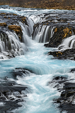 The Blue Waters of Bruarfoss Waterfall, Bruarfoss, near Laugarvatn, Southwest Iceland