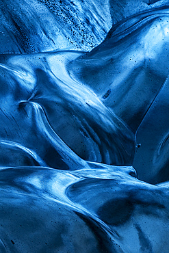 Flowing Blue Ice Wall Abstract Details, Sapphire Ice Cave, Breiðamerkurjökull Glacier, Vatnajökull National Park, Iceland, Europe