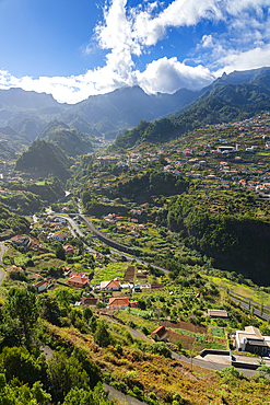 Houses on mountain slopes, Sao Vicente, Madeira, Portugal, Atlantic, Europe