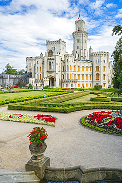 Facade of The State Chateau of Hluboka and park, Hluboka nad Vltavou, South Bohemian Region, Czech Republic (Czechia), Europe