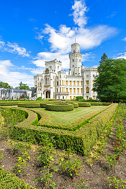 Facade of The State Chateau of Hluboka and park, Hluboka nad Vltavou, South Bohemian Region, Czech Republic (Czechia), Europe